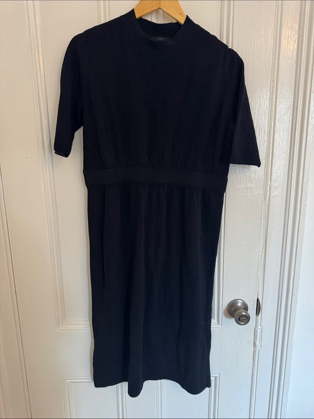 COS Black Midi Dress with Short Sleeves